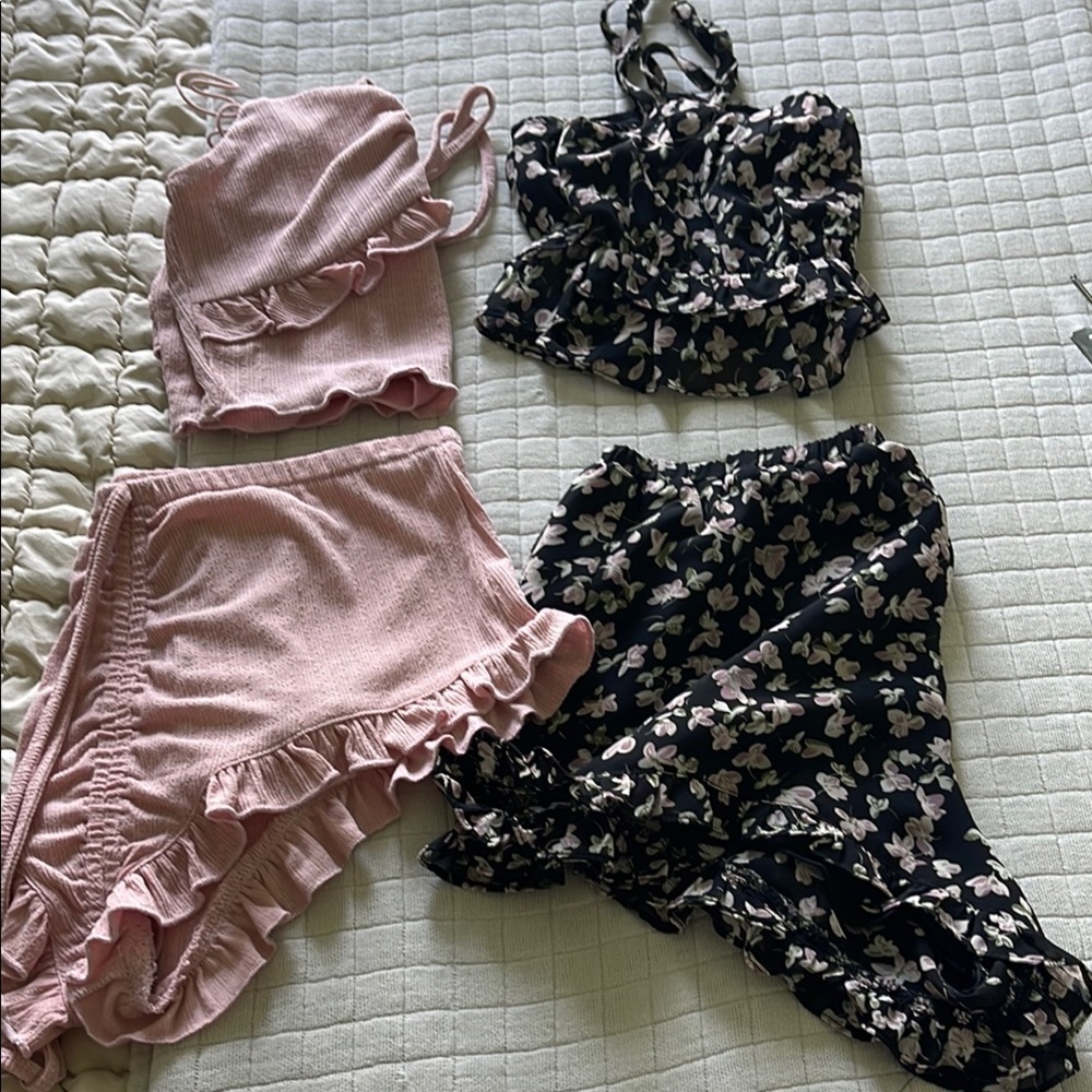 Black Floral Sleepwear Set